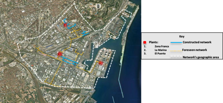 Map showing the construction of the network